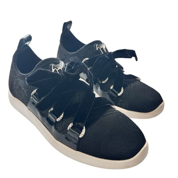 Giuseppe Zanotti Maggie Glittery Velvet Sleep On Sneakers size 38.5 US 8.5